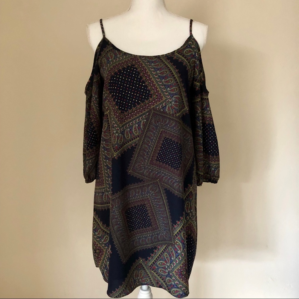 Moa Moa Printed Cold-Shoulder Sheath Dres